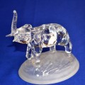 Glass Elephant Figure on Frosted Base