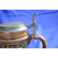 Collectible Stoneware German Beer Stein with Pewter Lid