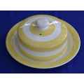 ** RARE ** Vintage TG Green Yellow and White Cornishware Cheese Dish with Lid