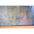 Oleograph Print on Board with Wooden Frame - Signed Ernesto