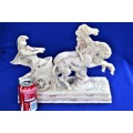 Marble and Alabaster Composite Horse and Chariot Sculpture - Large