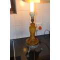 Vintage Amber Glass Lamp with Metal Rococo Style Base