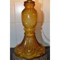 Vintage Amber Glass Lamp with Metal Rococo Style Base
