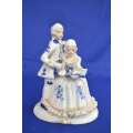 Leonardo Collection Blue and White Dresden Style Porcelain Group