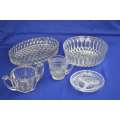 Clear glass Bowls and Jugs - Five Pieces