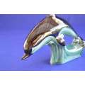Vintage Poole Pottery Teal and Black Dolphin Ornament