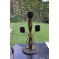 Vintage Brass Tone Metal Three Tiered Candle Holder