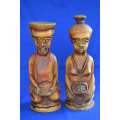 Light Wood Carved African Figures - Man and Woman