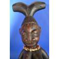 Carved Wooden Female Figure - Luba Art - Democratic Republic of Congo