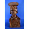 Vintage Carved Wooden Bust - Zulu Man - Signed
