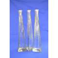 Clear Glass Tall Decorative Bottles - Set of Three