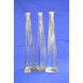 Clear Glass Tall Decorative Bottles - Set of Three
