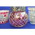 Glass Mosiac Candle / Tea Light Holders - Four Pieces