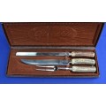 *** REDUCED ***  Vintage Glo Hill Stagmaster Three Piece Carving Set - Boxed