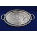 Oval Silver Plate Tray with Handles