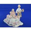 Vintage Sandizell  Hoffner & Co  Dresden Lace Porcelain Courting Couple Figurine - Germany