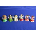Set of Six Vintage Miniature Christmas Themed Snow Globes