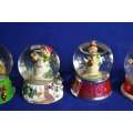 Set of Six Vintage Miniature Christmas Themed Snow Globes