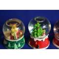 Set of Five Vintage Miniature Christmas Themed Snow Globes