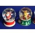Set of Five Vintage Miniature Christmas Themed Snow Globes