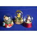 Set of Three Vintage Christmas Themed Snow Globes