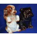 Vintage Porcelain Dog Ornaments - Two Pieces