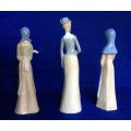 Set of Three Porcelain Figurines in Pastel Tones