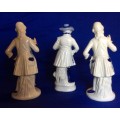 Blue and White Porcelain Victorian figures - 3 Pieces