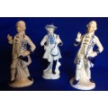 Blue and White Porcelain Victorian figures - 3 Pieces
