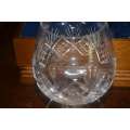 Vintage Somerset Hand Cut Lead Crystal Brandy Balloon Glasses in Wooden Presentation Box