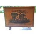 Vintage Copper Art Fireplace Screen - Elephants