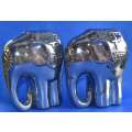 Pair of Silver Tone Ceramic Elephant Ornaments