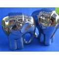 Pair of Silver Tone Ceramic Elephant Ornaments