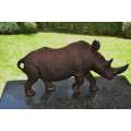 Large Wooden Hand Crafted Rhino - Justice Ncube