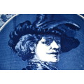 Delft Blue Portrait Plate `Rembrandt als Officier`