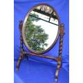 Antique  Oval Dressing Table Mirror on Barley Twist Stand