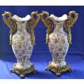 Pair of Vintage China Xiong Ying  Dragon Crackle Vases