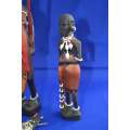 Traditional Masai Carved Wooden Figures and Miniature Hide Shield