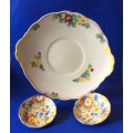 Royal Doulton Art Deco Minden Cake Plate plus 2 Old Foley Chintz Pin Dishes