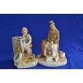 Naturecraft Hand Painted Chalkware / Stonewre Figures `News Vendor` and `Grand Finale`