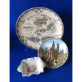 Porcelain Souvenir Plates and Small Bowl