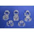 Set of Eight Cut Glass Serviette Rings -Various Shapes