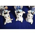 Collection of Blue and White Porcelain Pig Ornaments