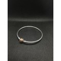 Sterling Silver Moments Bangle with Pandora Rose Clasp (Size:19cm)