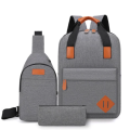 Handbag Crossbody Bag Laptop Backpack With External USB Port - Set of 3-Grey