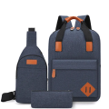 Handbag Crossbody Bag Laptop Backpack With External USB Port - Set of 3-Blue