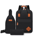 Handbag Crossbody Bag Laptop Backpack With External USB Port - Set of 3-Black
