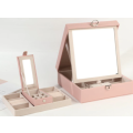 Multi-Purpose Jewellery Box with Large Mirror and 2 Trays Black