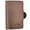 Leather Dual Aluminium Card Slot Pop Up Wallet Brown