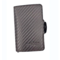 Leather Dual Aluminium Card Slot Pop Up Wallet Brown